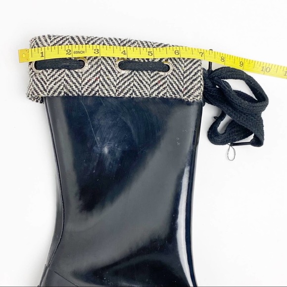 SPERRY Black Top Sider Herringbone Wedge Rain Boots, Size 7 - Picture 5 of 12